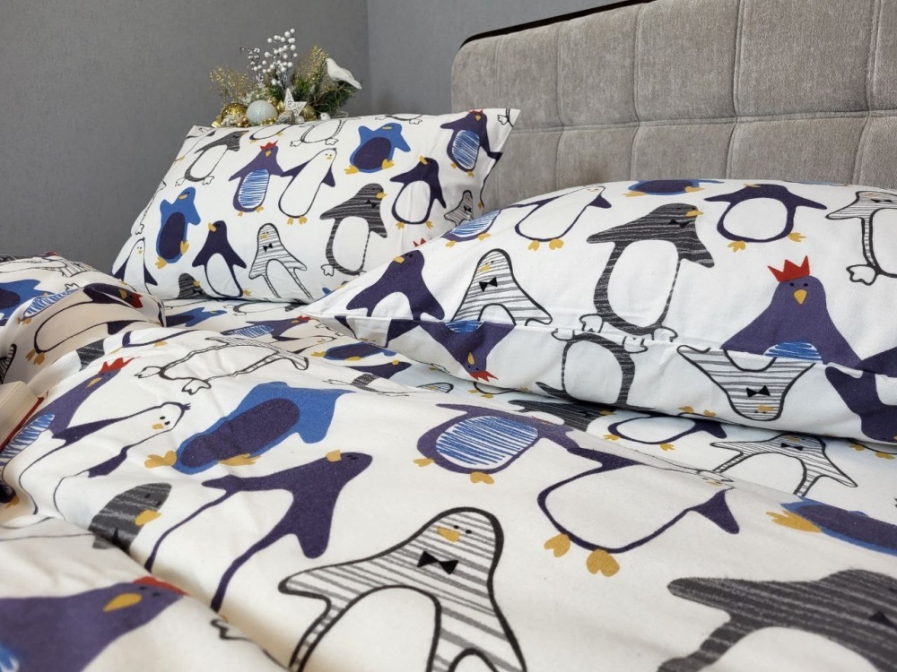 Постельное белье фланель Комфорт текстиль Пингвины, Turkish flannel