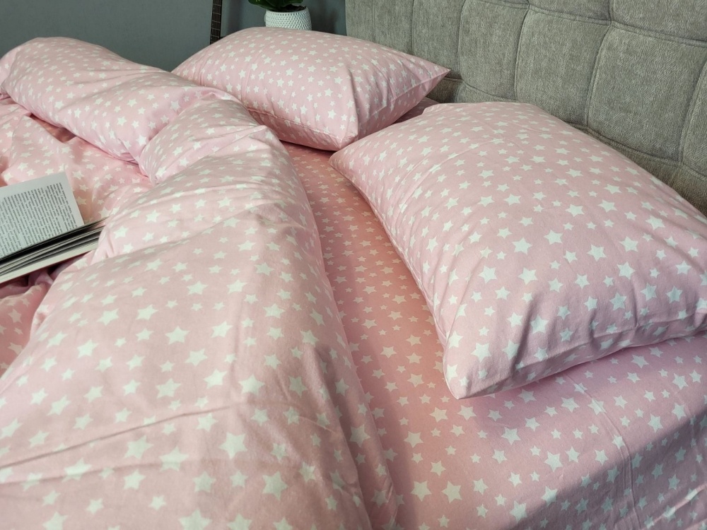 Постільна білизна фланель Комфорт текстиль Зорі рожевий, Turkish flannel